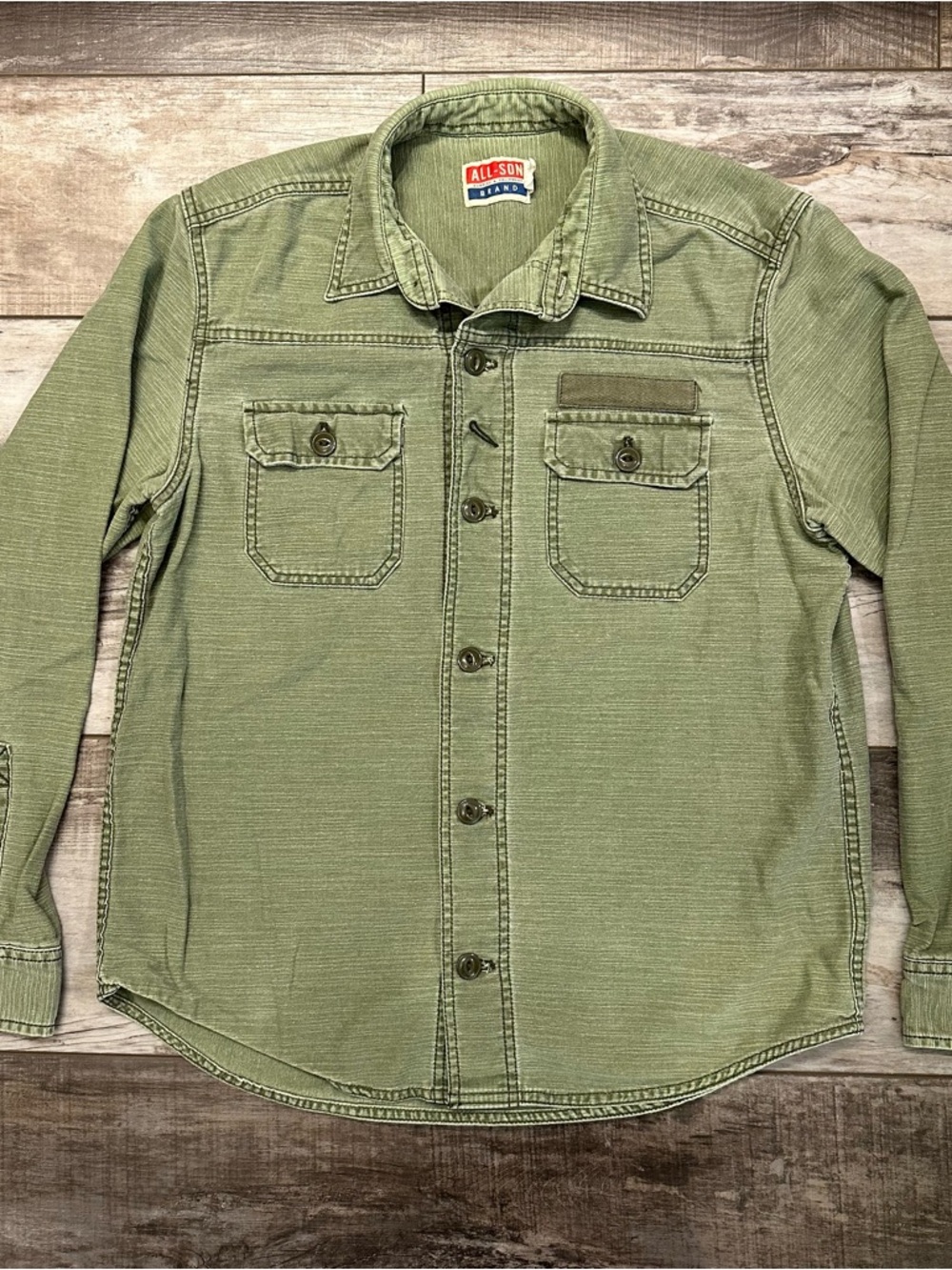 ALL-SON Olive Green Work Shirt with Chest Pockets